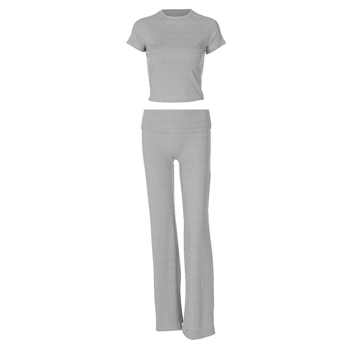 Damen Sportliches Set mit cropped Oberteil und ausgestellten Hosen Echo Archiv