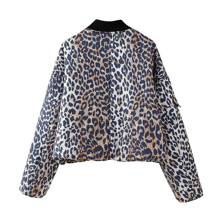 Damen nan cropped Leopard-Bomber mit Boxy-Schnitt, Reißverschluss und Utility-Ärmeltasche Echo Archiv