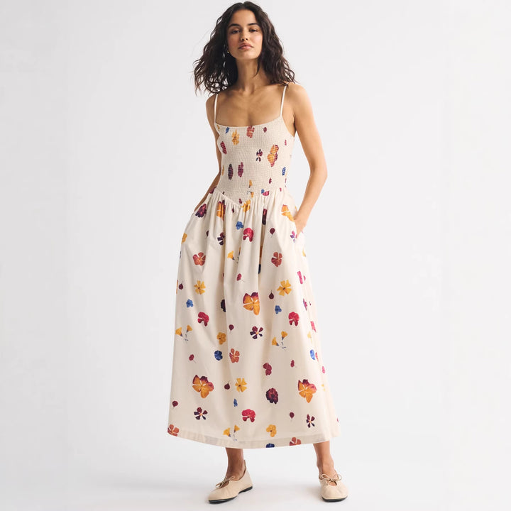 Damen Maxikleid mit floralem Design und elastischem Bund Echo Archiv
