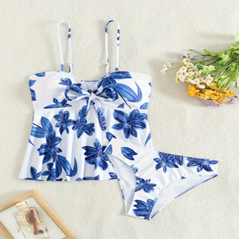 Damen Tankini-Set mit floralem Design und gerafftem Oberteil Echo Archiv