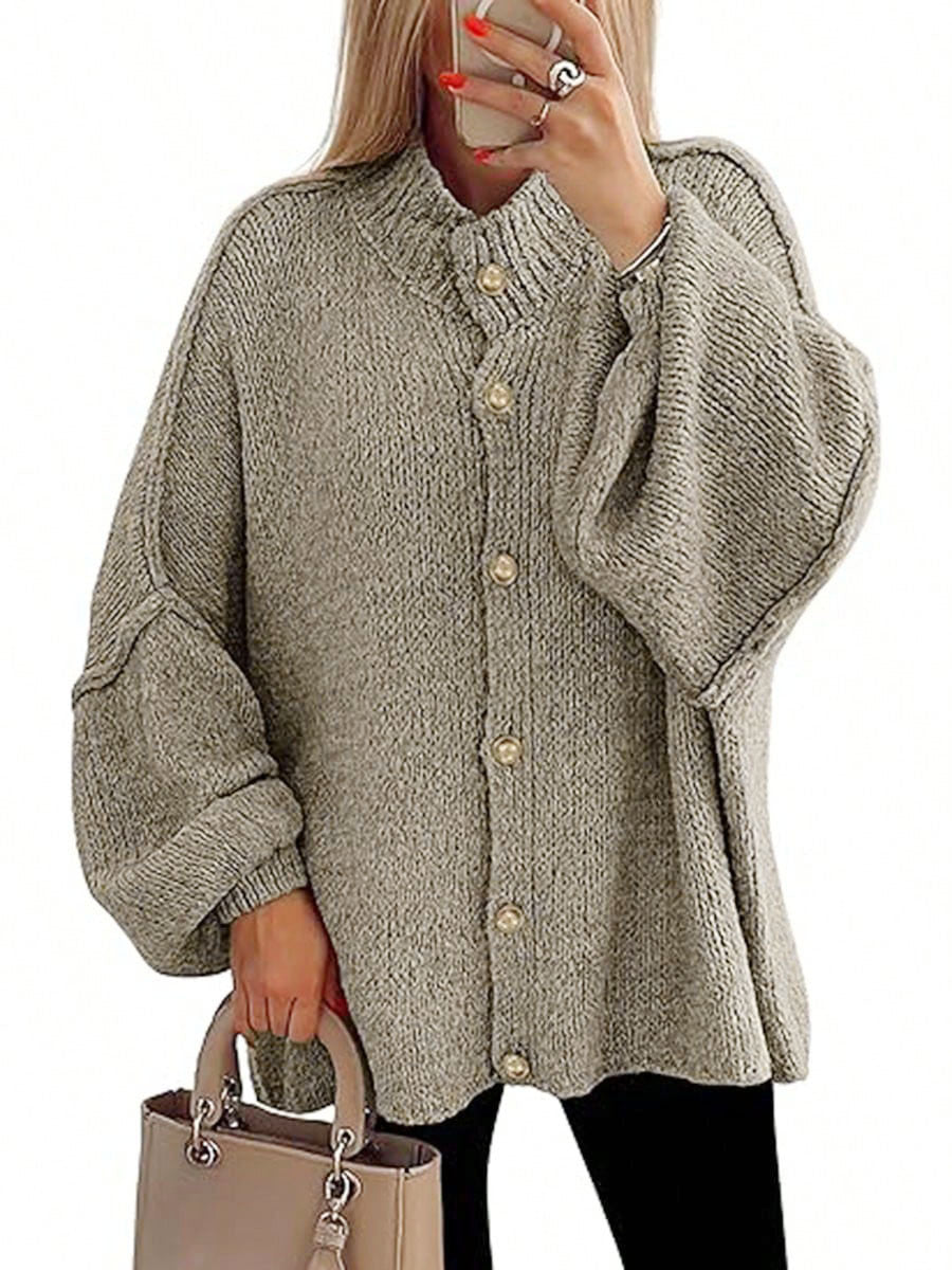 Damen oversized Strickjacke mit Knopfverschluss Echoarchiv
