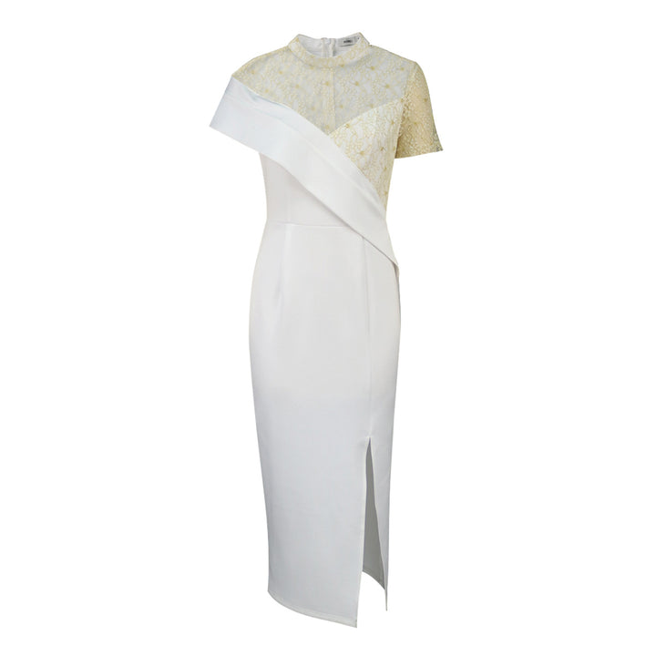 Damen Elegantes Abendkleid mit Spitzeneinsatz und asymmetrischem Schnitt Echo Archiv