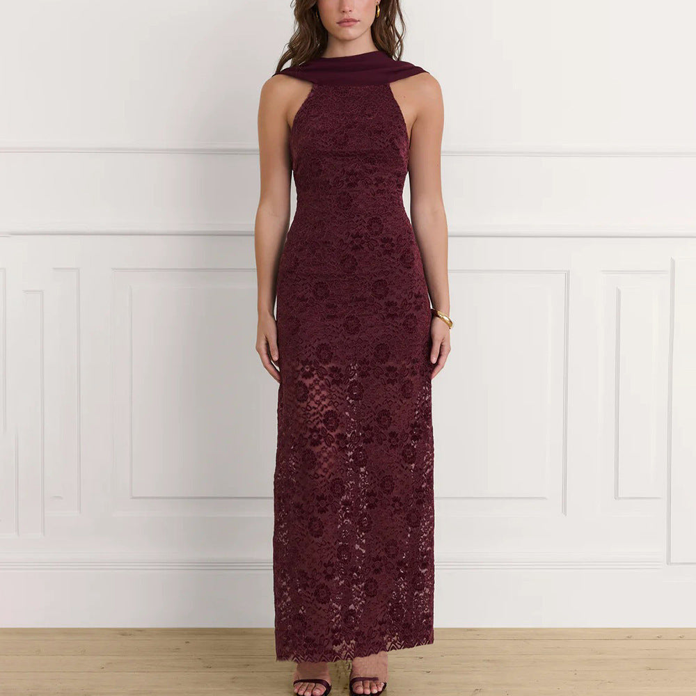 Damen Elegantes Spitzen-Maxikleid mit schickem Halterneck und figurschmeichelndem Schnitt Echo Archiv