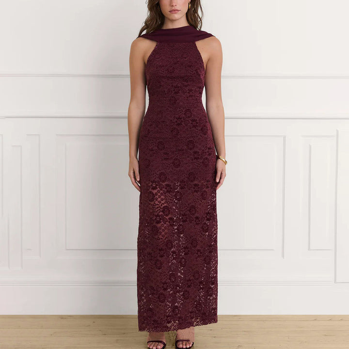 Damen Elegantes Spitzen-Maxikleid mit schickem Halterneck und figurschmeichelndem Schnitt Echo Archiv