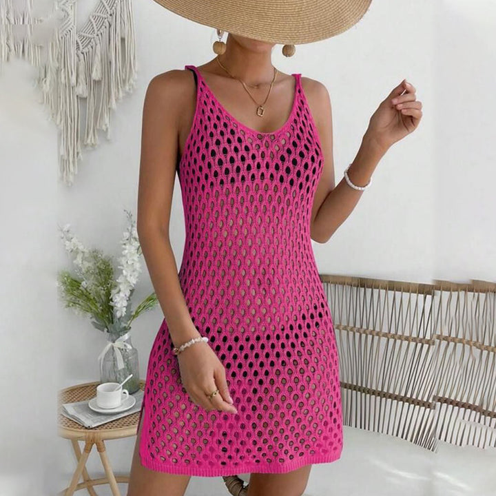 Damen gehäkeltes Strandkleid mit transparentem Netzdesign Echo Archiv