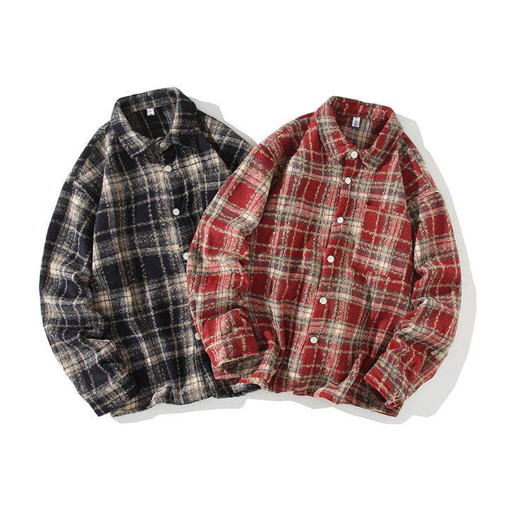 Herren Kariertes Flanell-Overshirt mit Druckknopffront und geradem Schnitt Echo Archiv