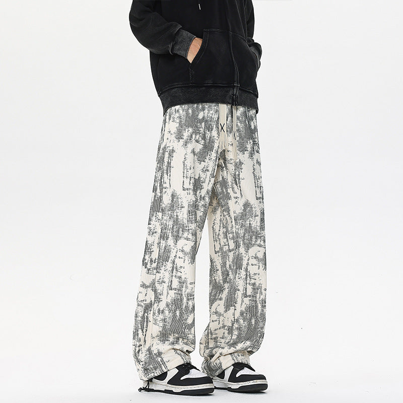 Herren Weit geschnittene Loungehose mit abstraktem Allover‑Print, elastischem Bund und Tunnelzug Echo Archiv