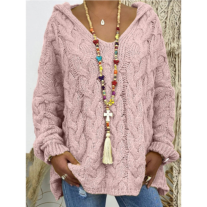 Damen nan grob gestrickter Kapuzenpullover mit Zopfmuster und weitem Oversize-Schnitt Echo Archiv