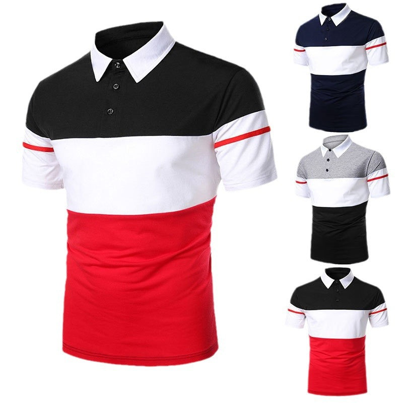 Herren Poloshirt mit kontrastierenden Blockstreifen und modernem Schnitt Echoarchiv