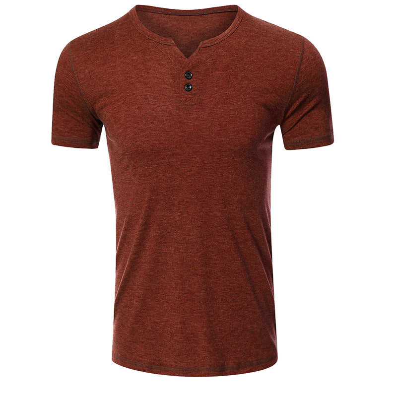 Herren Kurzarm Henley-T-Shirt mit modischem Knopfdesign und komfortablem Schnitt Echoarchiv