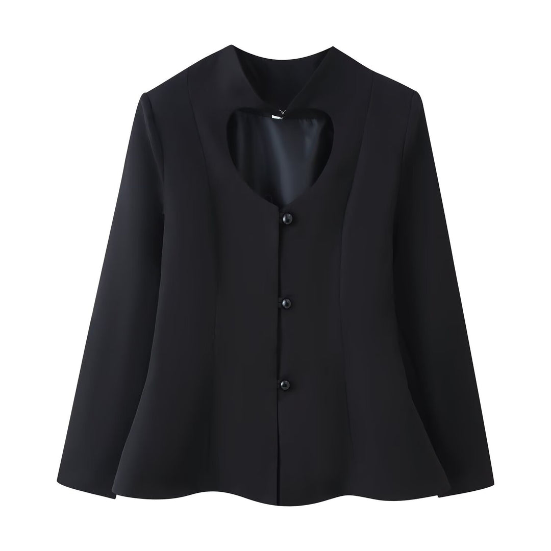 Damen Kurze Taillierte Jacke mit herzförmigem Cut-Out und Schößchen Echoarchiv