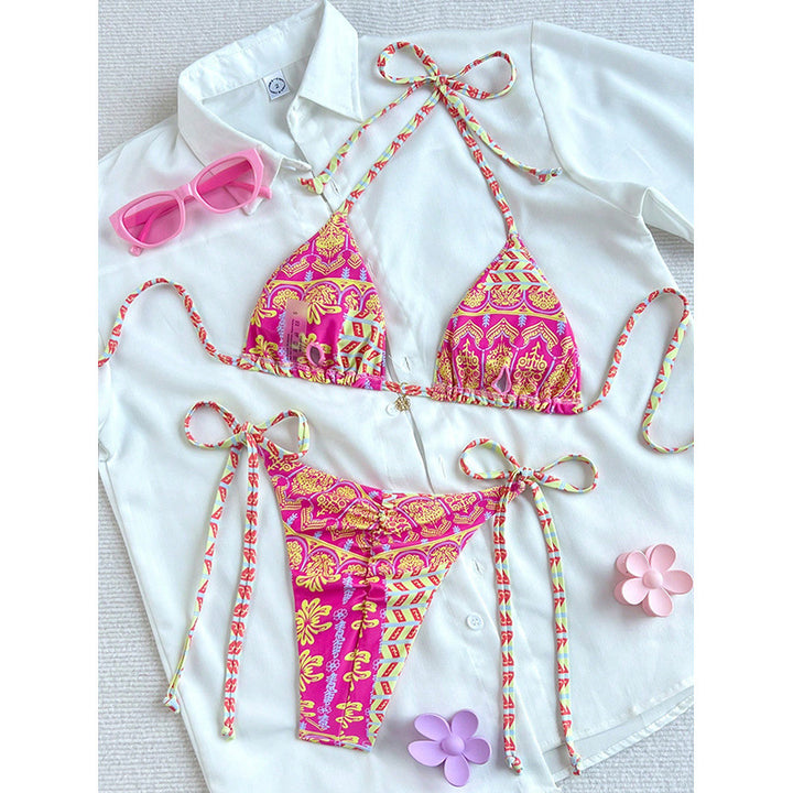 Damen Triangel-Bikini mit buntem geometrischem Design und verstellbarem Schnitt Echo Archiv