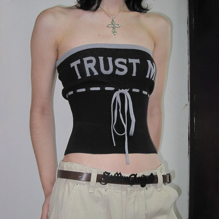Damen lässiges Bustier-Top mit trendy Schriftzug Echo Archiv
