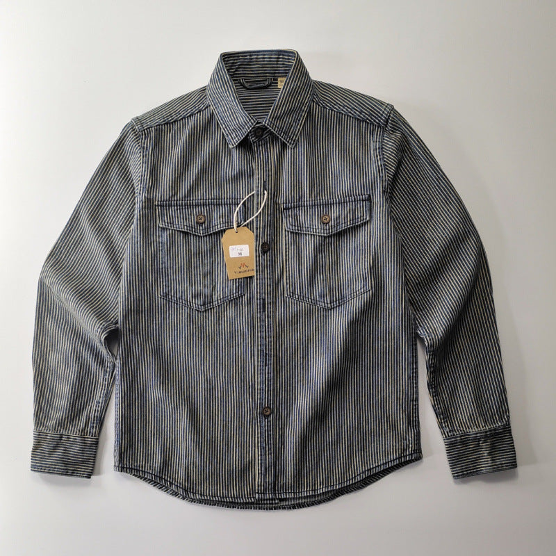 Herren Gestreifte Baumwoll-Hemdjacke Echo Archiv