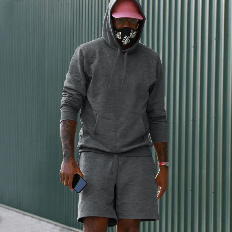 Herren sportliches Hoodie-Shorts-Set aus atmungsaktivem Baumwollmix Echoarchiv