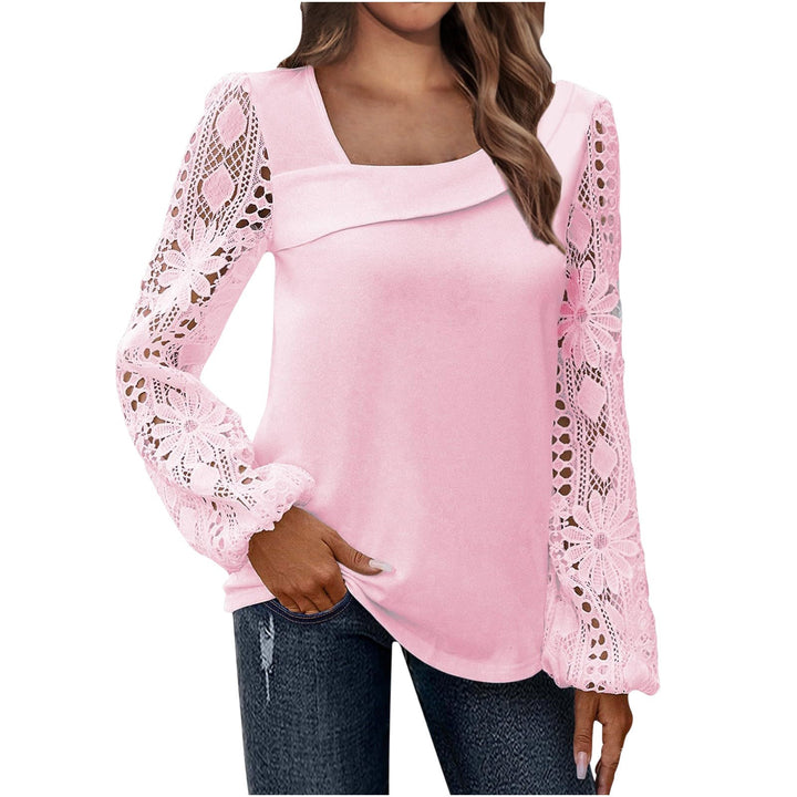 Damen Bluse mit quadratischem Ausschnitt und gehäkelten Spitzenärmeln Echoarchiv