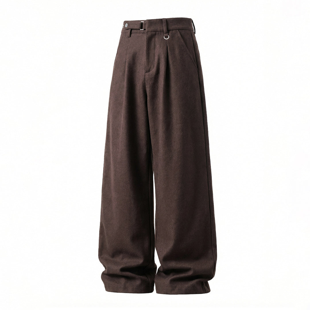 Damen Weite High-Waist-Hose mit Bundfalten, D-Ring und weitem Bein Echo Archiv