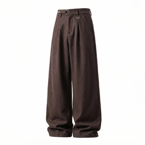 Damen Weite High-Waist-Hose mit Bundfalten, D-Ring und weitem Bein Echo Archiv