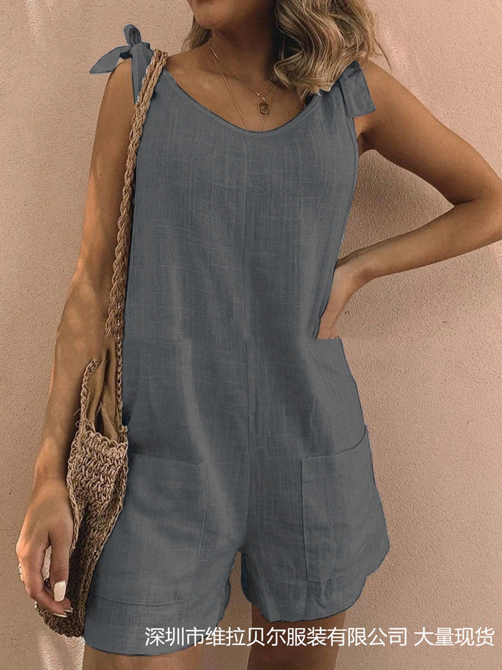Damen Jumpsuit mit praktischen Taschen und verspielten Schulterbändern Echoarchiv