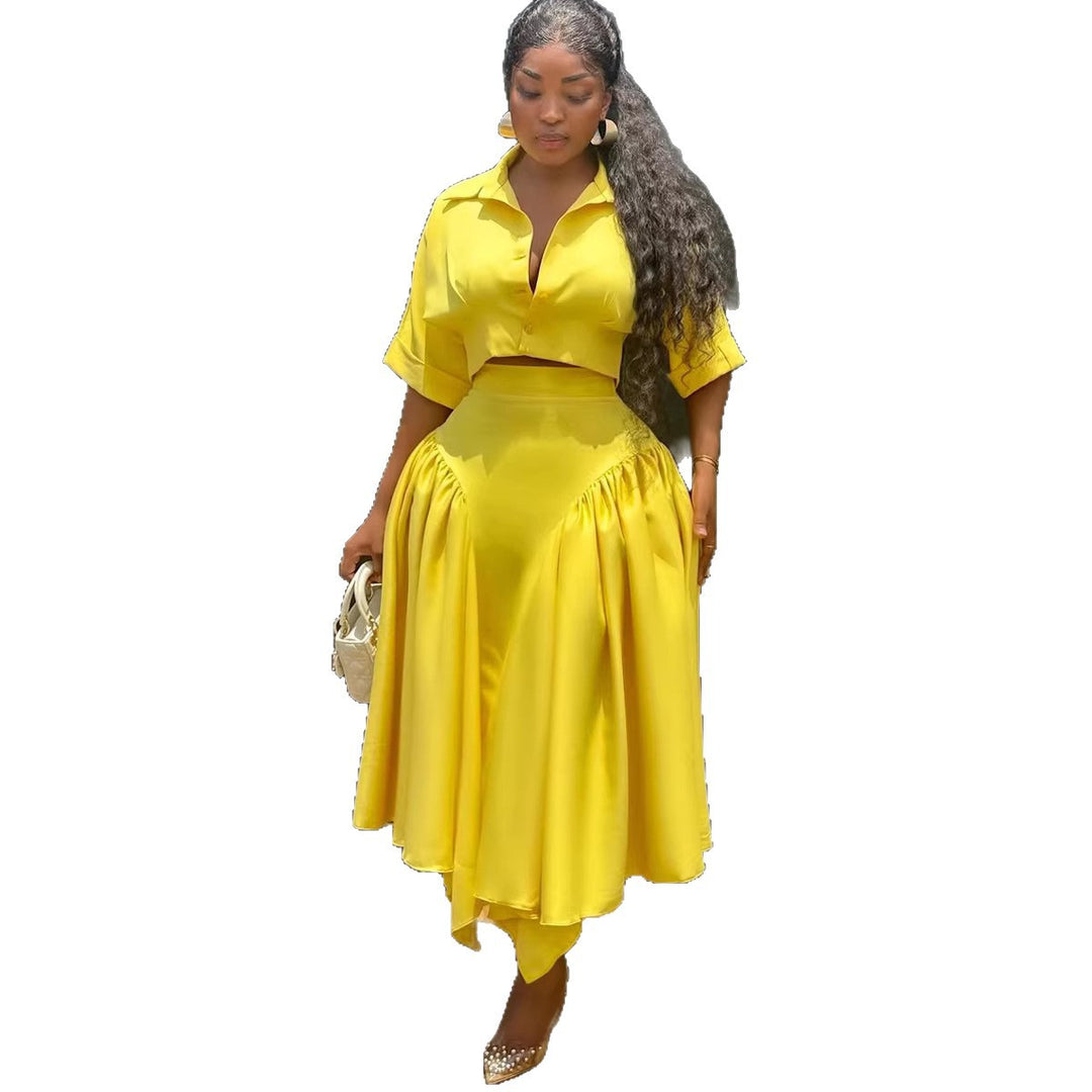 Damen Elegante Zweiteilige Outfit mit cropped Bluse und schwingendem Rock Echo Archiv