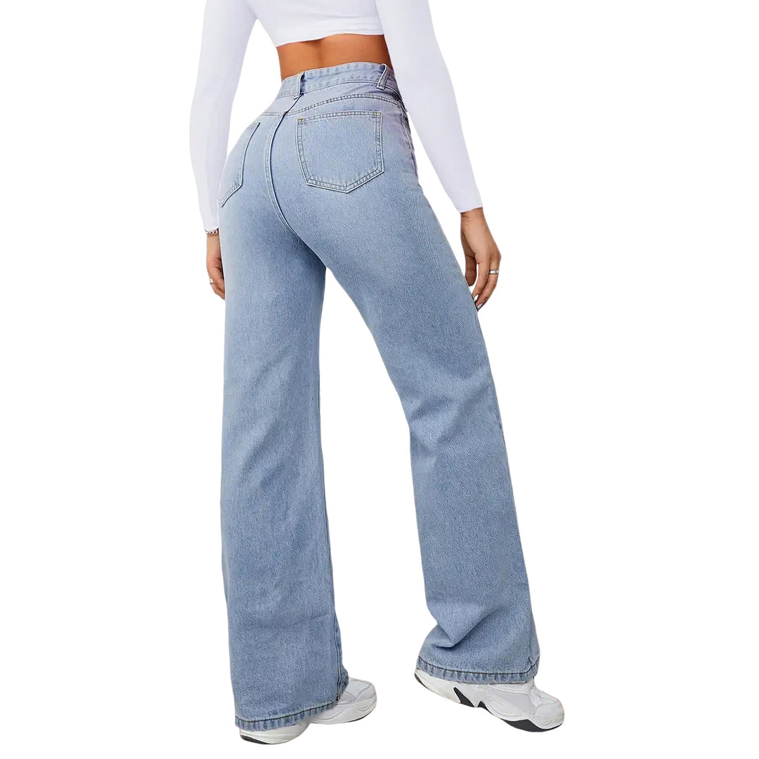 Damen High-Waist Weite-Jeans mit geradem Bein Echo Archiv