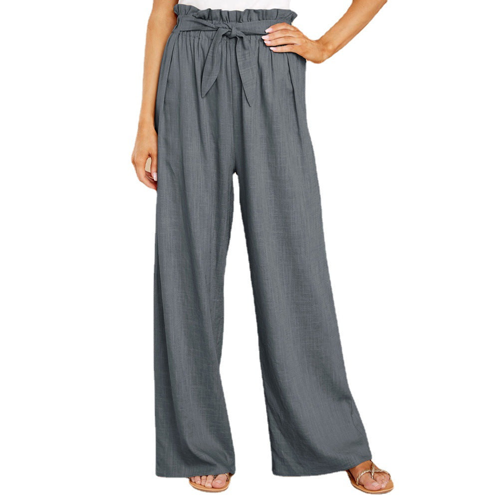 Damen nan Leinenhose mit Paperbag-Bund und weitem Bein Echo Archiv