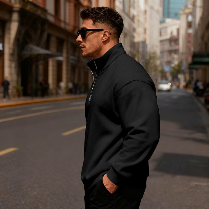 Herren Sweatpullover mit hohem Kragen und Reißverschluss Echoarchiv