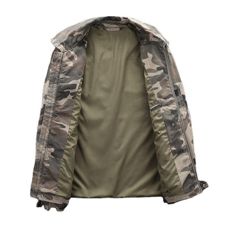 Herren Utility-Blouson im Camouflage-Muster mit Reißverschluss und Armzippertasche Echoarchiv