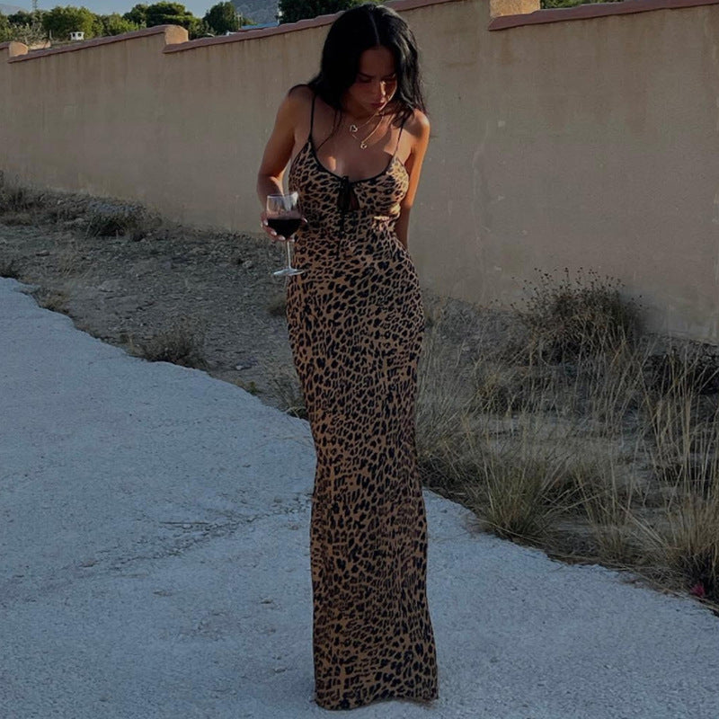 Damen Leichtes Maxikleid mit verführerischem Leo-Print Echo Archiv