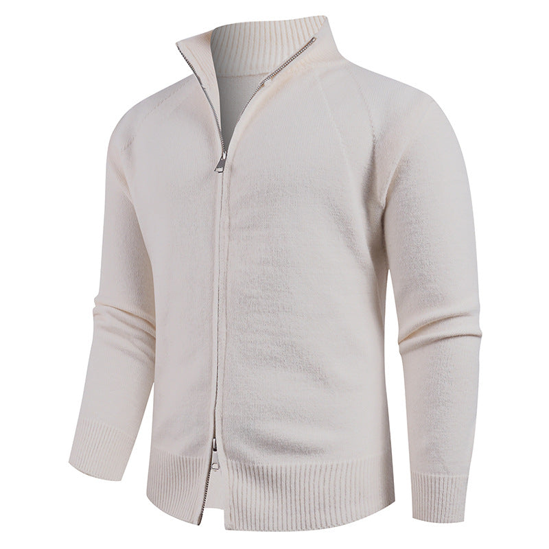 Herren hochwertige Strickjacke mit modernem Reißverschluss und hochgezogenem Kragen Echoarchiv