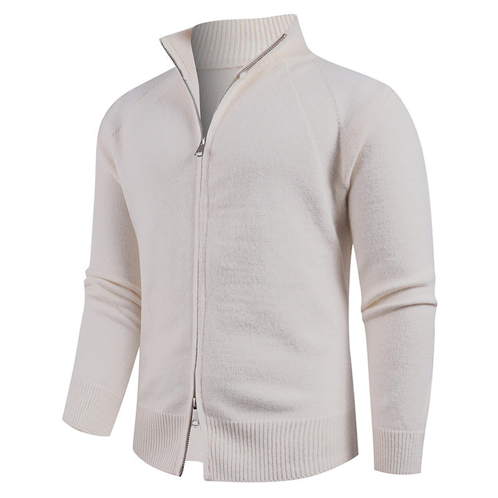 Herren hochwertige Strickjacke mit modernem Reißverschluss und hochgezogenem Kragen Echoarchiv
