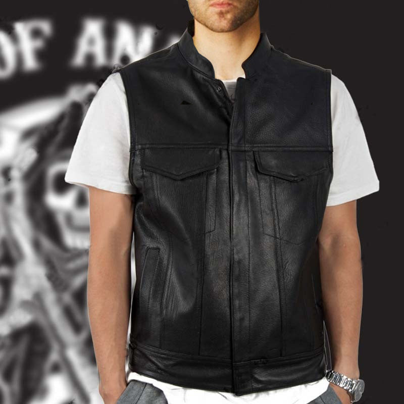 Herren Motorrad-Lederweste mit praktischen Taschen und modernem Design Echoarchiv