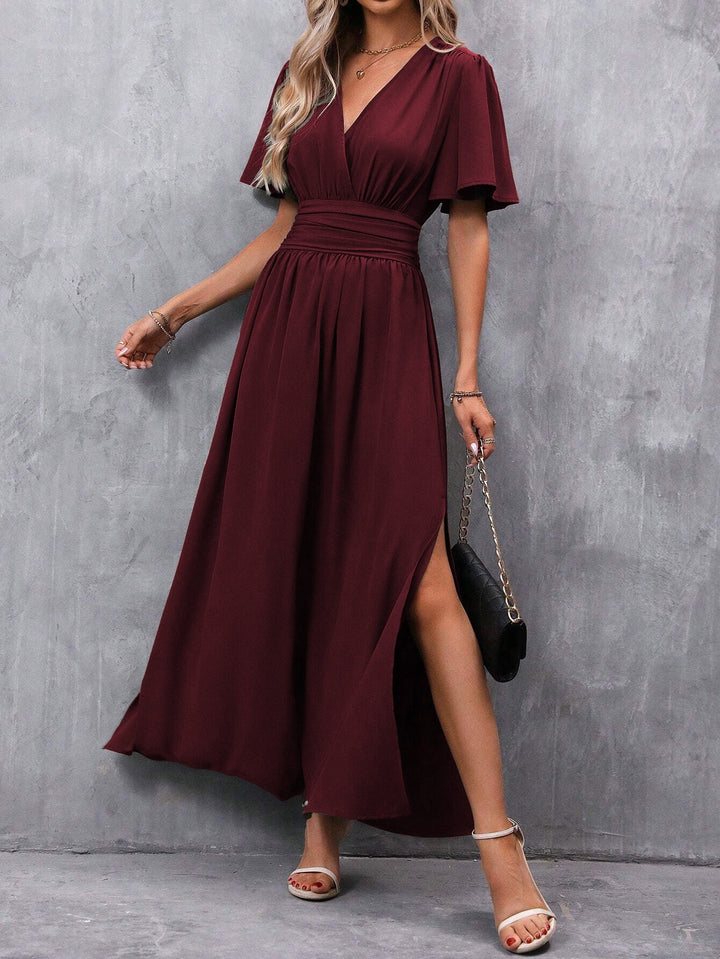 Damen Maxikleid mit Fließendem Schnitt und Eleganten Ärmeln Echoarchiv