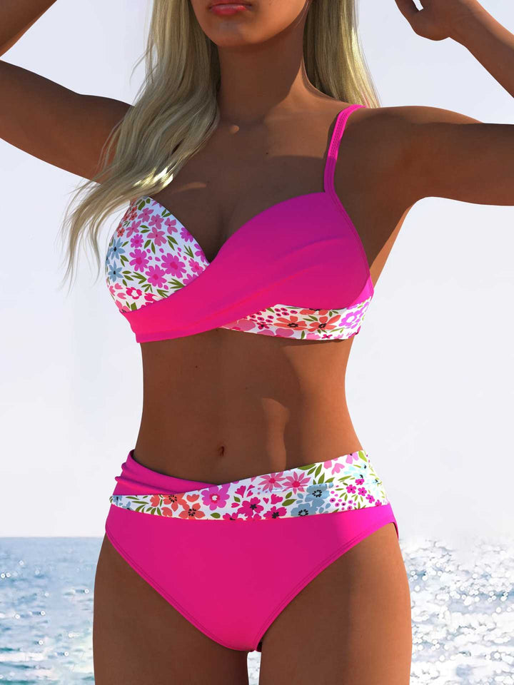 Damen Bikini-Set mit floralem Wickelmuster und bequemen High-Waist-Höschen Echo Archiv