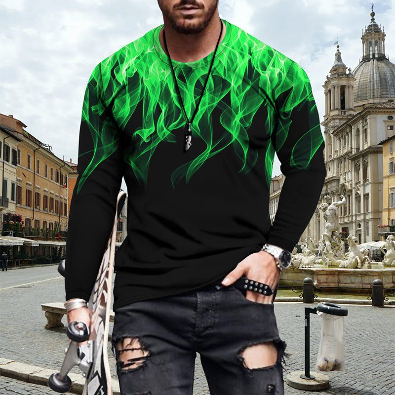 Herren Langarmshirt mit dynamischem Flammendesign und sportlichem Schnitt Echoarchiv