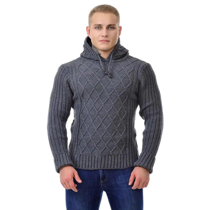 Herren kuscheliger Strickpullover mit Kapuzendetails Echoarchiv