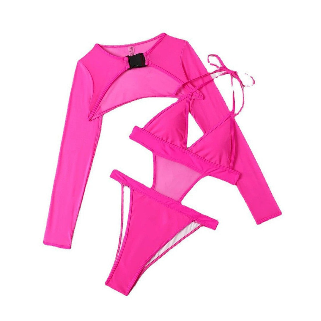 Damen Einteiler Badeanzug mit Cut-Out-Design und langem Arm Echo Archiv