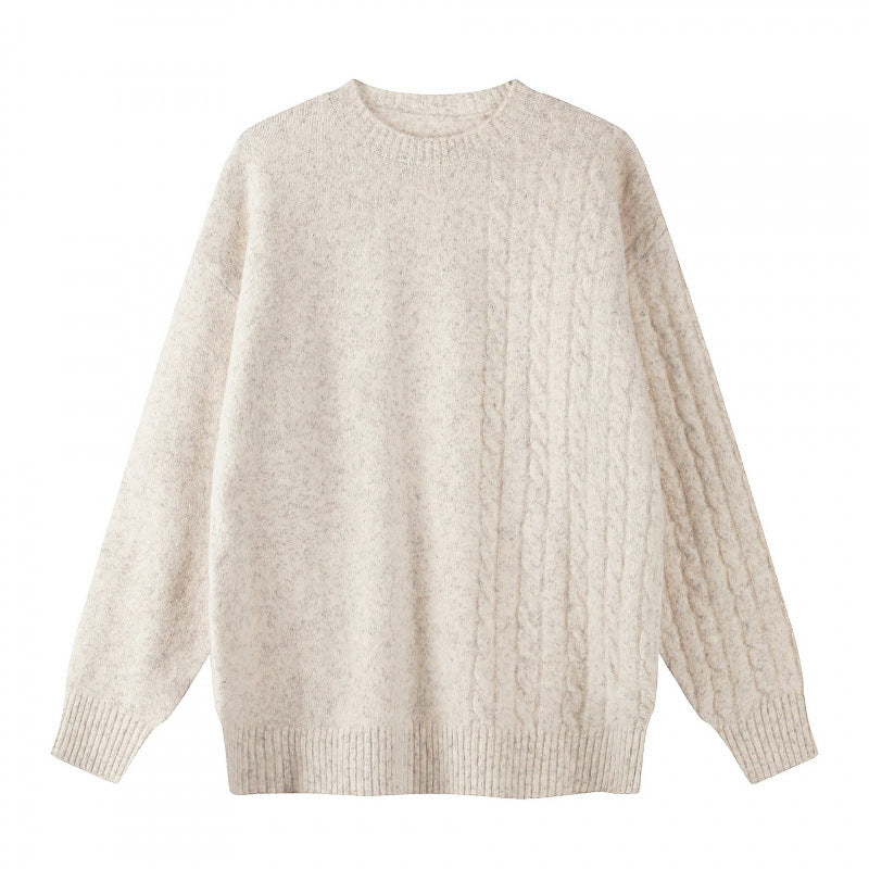 Unisex Oversize Feinstrickpullover mit Zopfmuster-Detail und Rundhalsausschnitt Echo Archiv