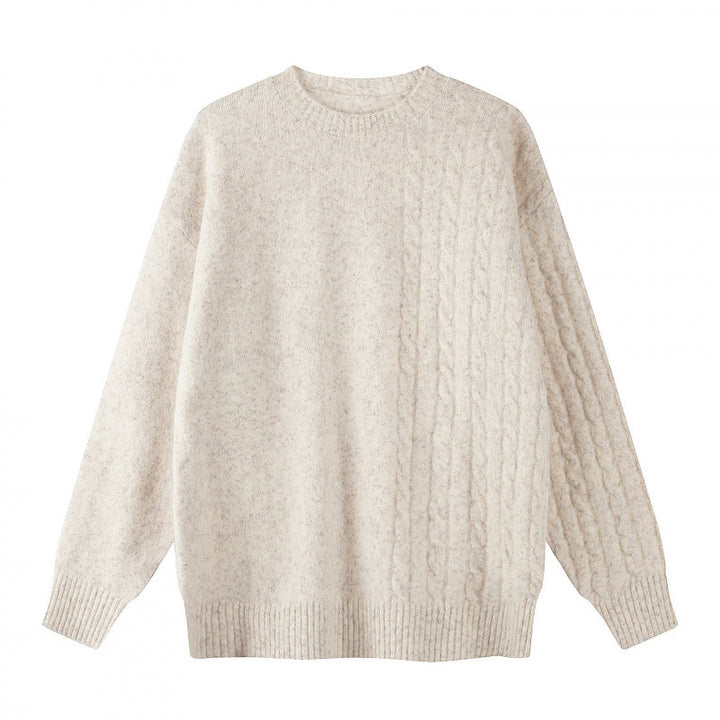 Unisex Oversize Feinstrickpullover mit Zopfmuster-Detail und Rundhalsausschnitt Echo Archiv