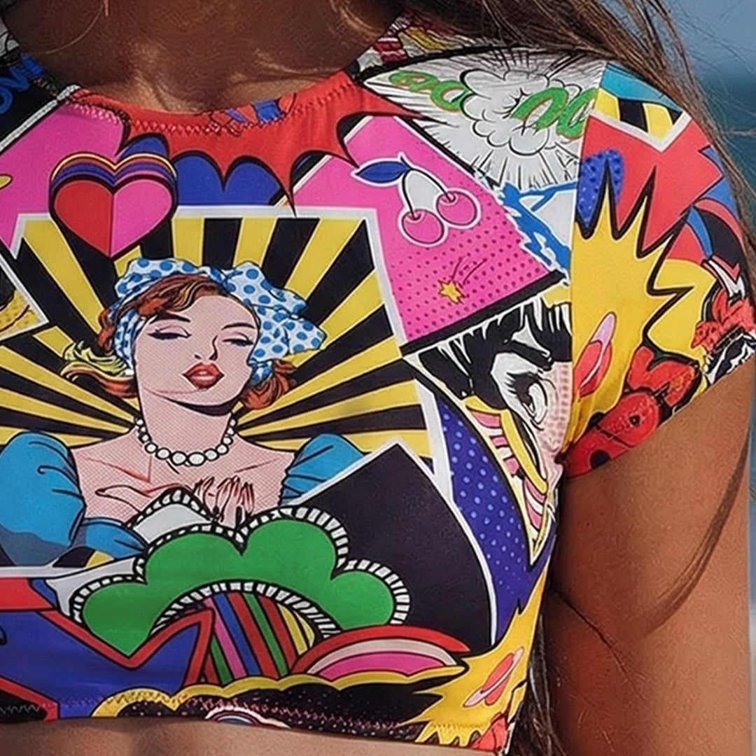 Damen Crop-Top Bikini mit floralem Design Echo Archiv