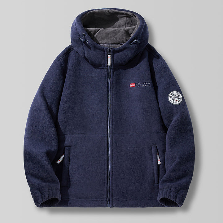 Unisex nan Kapuzen-Fleecejacke mit hochgeschlossenem Haubenkragen, durchgehendem Reißverschluss und seitlichen Einschubtaschen Echo Archiv