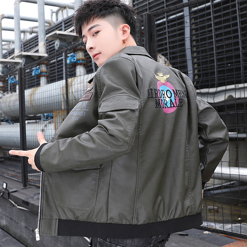 Herren Aviator‑Bomberjacke im Military‑Style mit großem Rückenpatch und Ärmeltasche Echoarchiv
