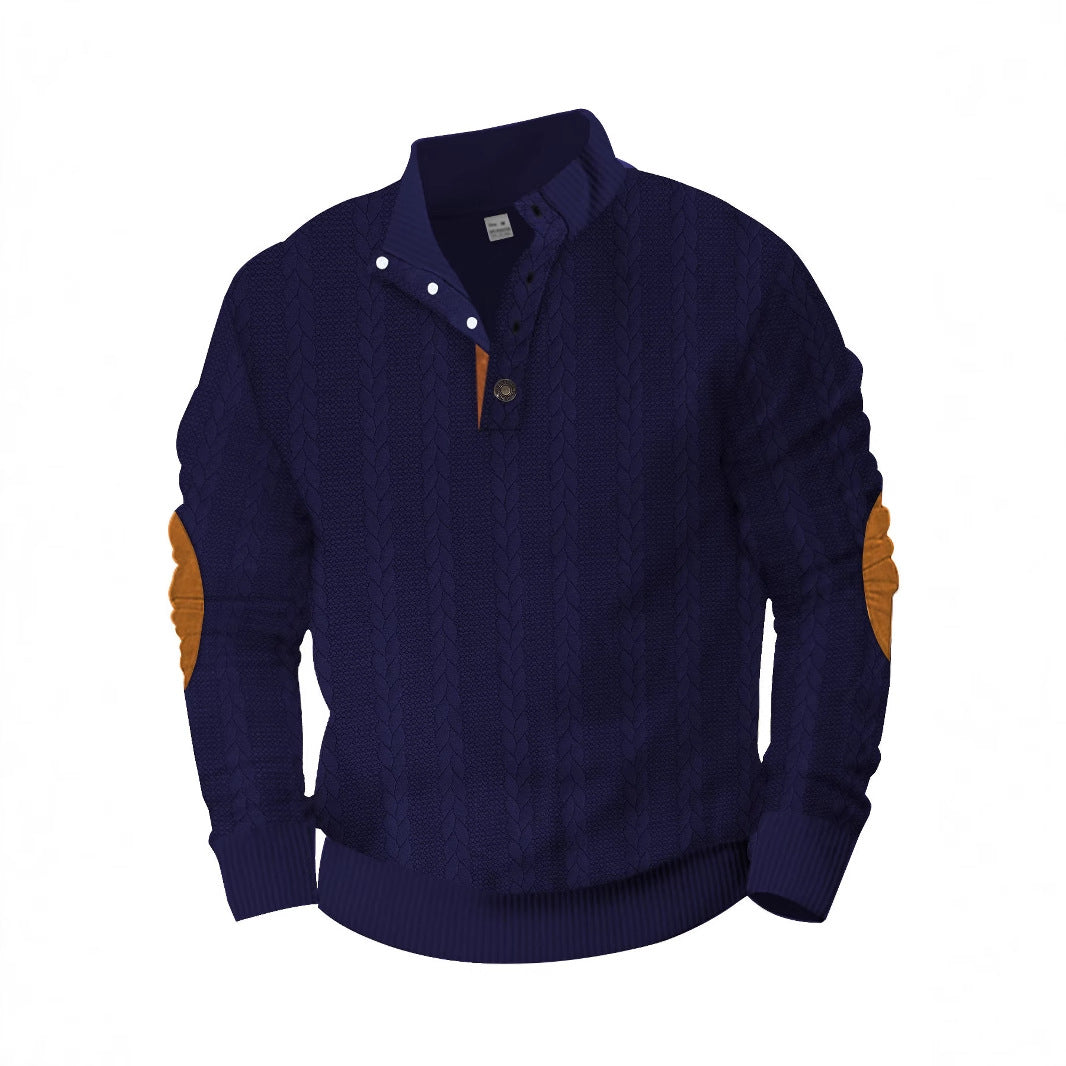 Herren Strickpullover mit hohem Kragen und modernen Knopfdetails Echoarchiv