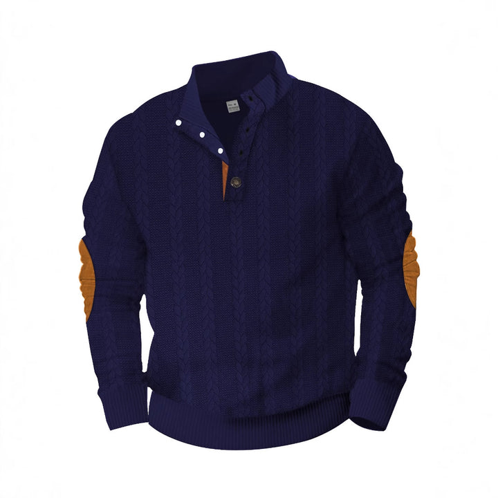 Herren Strickpullover mit hohem Kragen und modernen Knopfdetails Echoarchiv