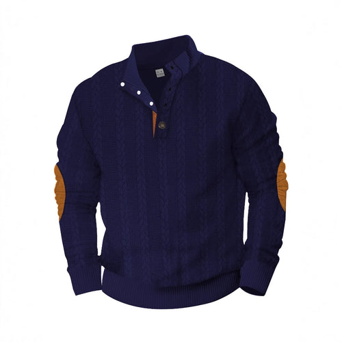 Herren Strickpullover mit hohem Kragen und modernen Knopfdetails Echoarchiv