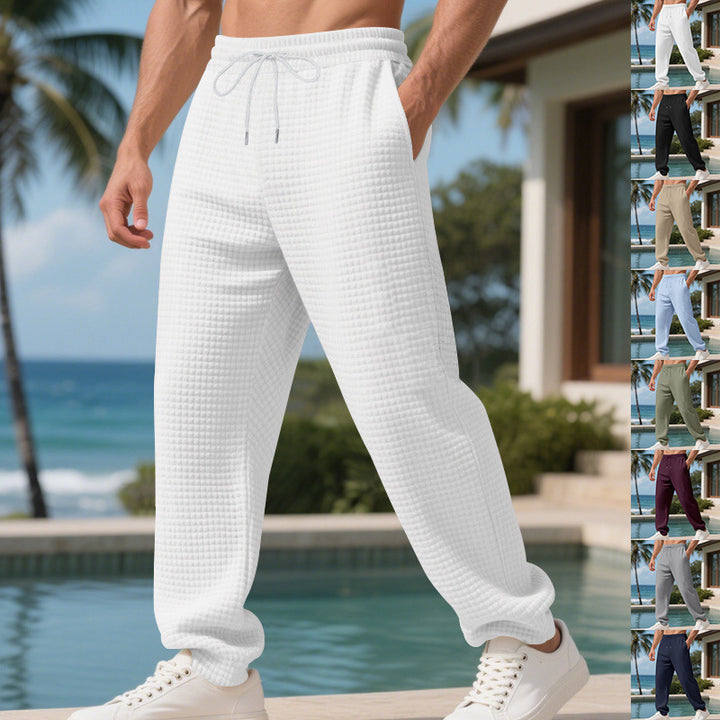 Herren Locker geschnittene Loungehose mit Waffelstruktur und Kordelzug – Sorevano