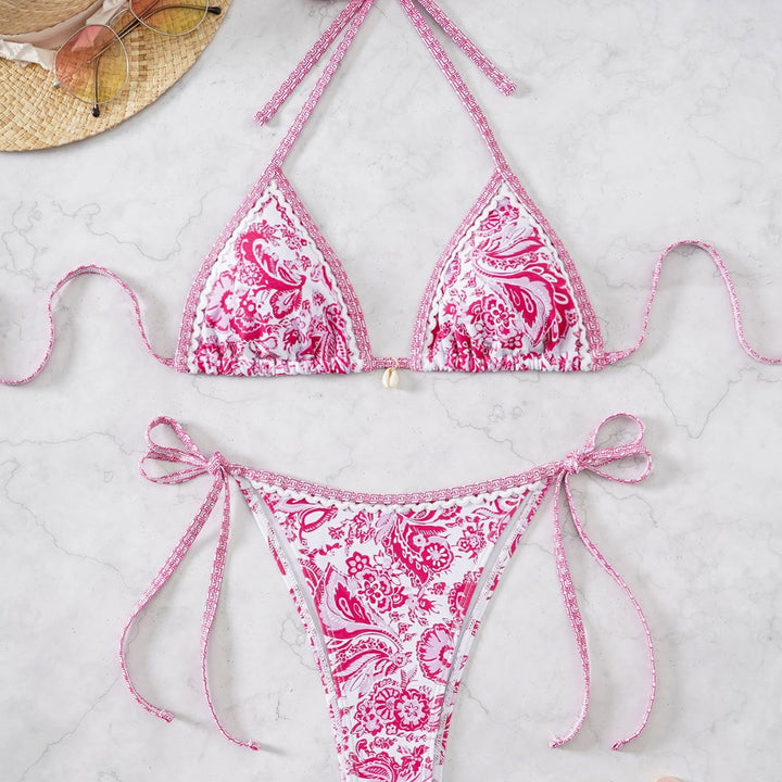 Damen Triangel-Bikini mit verspieltem Floral-Design und Bindebändern Echo Archiv