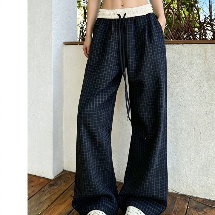 Damen Lässige Karohose mit elastischem Bund Echoarchiv