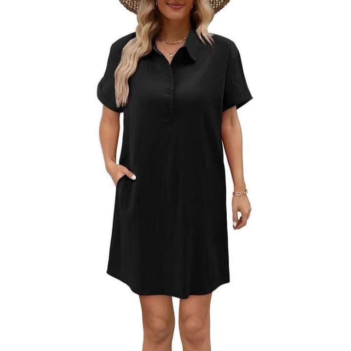 Damen lässiges Hemdkleid mit Knopfleiste und Seitentaschen Echo Archiv