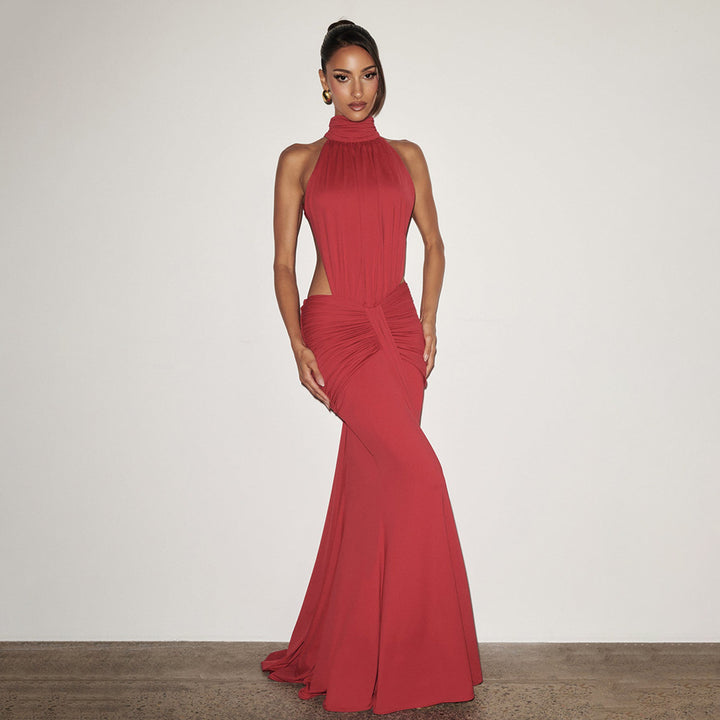 Damen Figurumspielendes Abendkleid mit hochgeschlossenem Design und raffinierten Drapierungen Echo Archiv